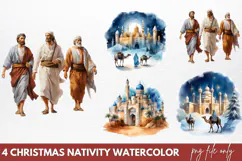 Christmas Nativity Watercolor Clipart PNG Product Image 1