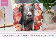 Pitt Bull Tumbler Wrap Design, Dog Sublimation Tumbler PNG Product Image 1