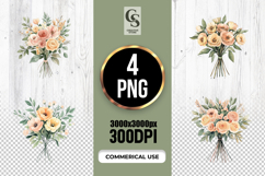 Watercolor Peach Rose Bouquet Clipart Sublimation PNG Product Image 1