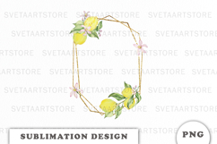 Watercolor Lemons Gold Frame png Product Image 1