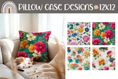 Vintage Pillow Case Template, Cute Floral Pillow Designs Product Image 1