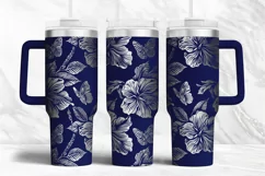 40oz Tumbler laser svg Hibiscus wrap| Tropic Flowers pattern Product Image 1