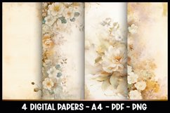 4 Digital Papers Vintage Flowers Gold I Planner Pages Product Image 1