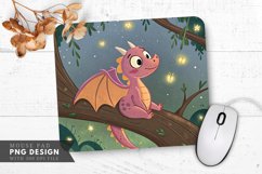 Cozy Dragon Among Fireflies Mouse Pad PNG Design Product Image 1