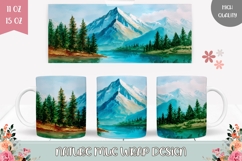 Nature Mug Wrap Design, Mountain Mug Template Product Image 1