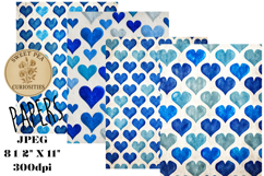 Valentine, Blue, Hearts, Papers, Junk Journal Product Image 1