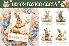 Happy Easter Card Printable, Vintage Easter Bunny Print Product Image 1