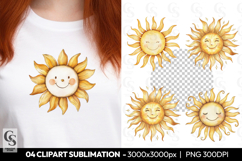 Cute Sun Smiling Face Clipart Sublimation PNG Product Image 1