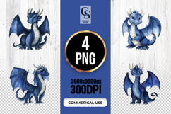 Cute Blue Dragon Fantasy Character Clipart Sublimation PNG Product Image 1