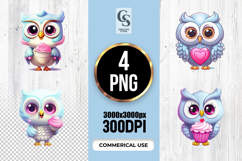 Cute Owl Dessert Clipart Sublimation PNG Product Image 1
