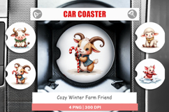 Winter Farm Friends Car Coaster Product Image 1