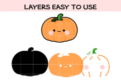 Kawaii Pumpkin Clipart Set | Cute Halloween Pumpkins Product Image 2