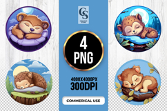 Sleeping Baby Forest Animal Clipart Sublimation PNG Product Image 1