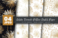 Golden Fireworks Pattern Digital Paper Product Image 1
