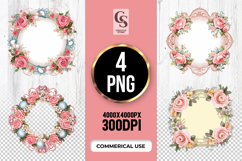Vintage Floral Rose Frame Border Clipart Sublimation PNG Product Image 1