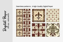 Burgundy Digital Papers | Floral Digital paper Product Image 1