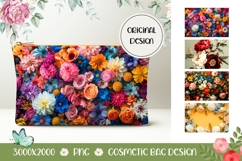 Wildflowers Cosmetic Bag Print, Floral Cosmetic Bag Designs Product Image 1
