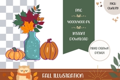 Hand Drawn Fall Illustration, Cartoon Fall Pumpkins PNG Product Image 1