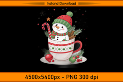 Cozy Christmas Snowman in Holiday Mug PNG Product Image 1
