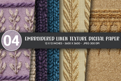 Embroidered Linen Texture Digital Paper Product Image 1