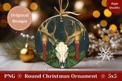 Creepy Bull Skull Ornament, Spooky Christmas Round Ornament Product Image 1