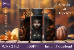 3D Halloween Tumbler Wrap Design, 3D Witch PNG Product Image 1