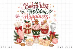 Baked With Holiday Happiness PNG, Christmas Baking PNG Product Image 1