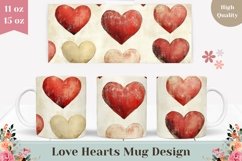 Love Mug Wrap Design, Cartoon Hearts Mug Sublimation Product Image 1