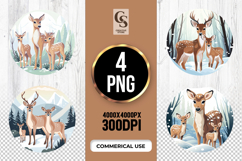 Winter Deer Family Clipart Sublimation PNG Product Image 1
