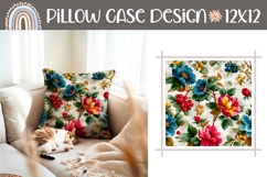 Peony Pillow Design, Vintage Flowers Pillow Case Print Product Image 1