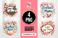 Watercolor Football Mama Floral Clipart Sublimation PNG Product Image 1