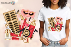 Lash Artist Sublimation PNG Red Gold Beauty Design Digital Product Image 2