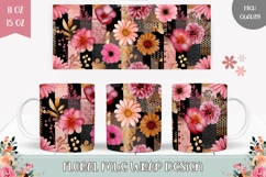 Boho Flowers Mug Template, Floral Mug Sublimation Design Product Image 1
