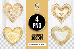 Gold Lace Heart Vintage Clipart Sublimation PNG Product Image 1