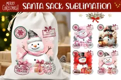 Cartoon Snowman Santa Sack, Winter Santa Sack Designs Product Image 1