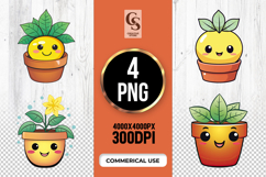 Kawaii Plant Pot Clipart PNG Product Image 1