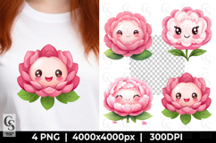 Cute Kawaii Pink Flower Clipart Sublimation PNG Product Image 1