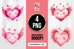 Cute Winged Heart Clipart Sublimation PNG Product Image 1