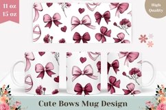 Cartoon Bows Mug Wrap Design, Flowers Mug Template Product Image 1