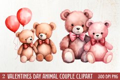 Valentines Day Animal Couple Clipart, Valentine Couple Product Image 1