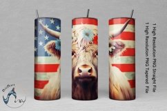 3D Highland Cow Flag Skinny Tumbler Wrap Sublimation PNG Product Image 1