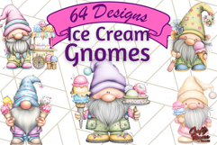 Ice Cream Gnome Clipart PNG Summer Dessert Art, Summer Gnome Product Image 1