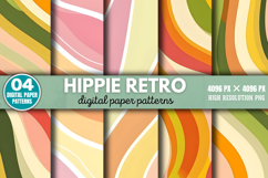 Hippie Retro Digital Paper Background Bundle PNG Product Image 2