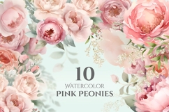Pink Peony Clipart PNG, Watercolor Pink Peony Ornament Product Image 1