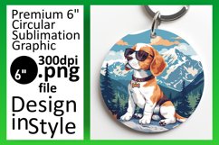 Mountain Pup Circle Design Sublimation,Adventure Keychain Product Image 1