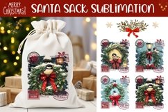 Christmas Wreath Santa Sack, Christmas Gift Bag Sublimation Product Image 1