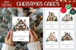 Merry Christmas Greeting Card, Cozy Christmas House Card PNG Product Image 1