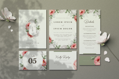 wedding invitation card set with wreath peonies flower Product Image 1