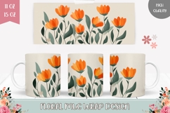 Floral Mug Design, Spring Mug, Abstract Flowers Mug Wrap Product Image 1