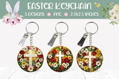 Stained Glass Cross Keychain, Christian Cross Sublimation Product Image 1
